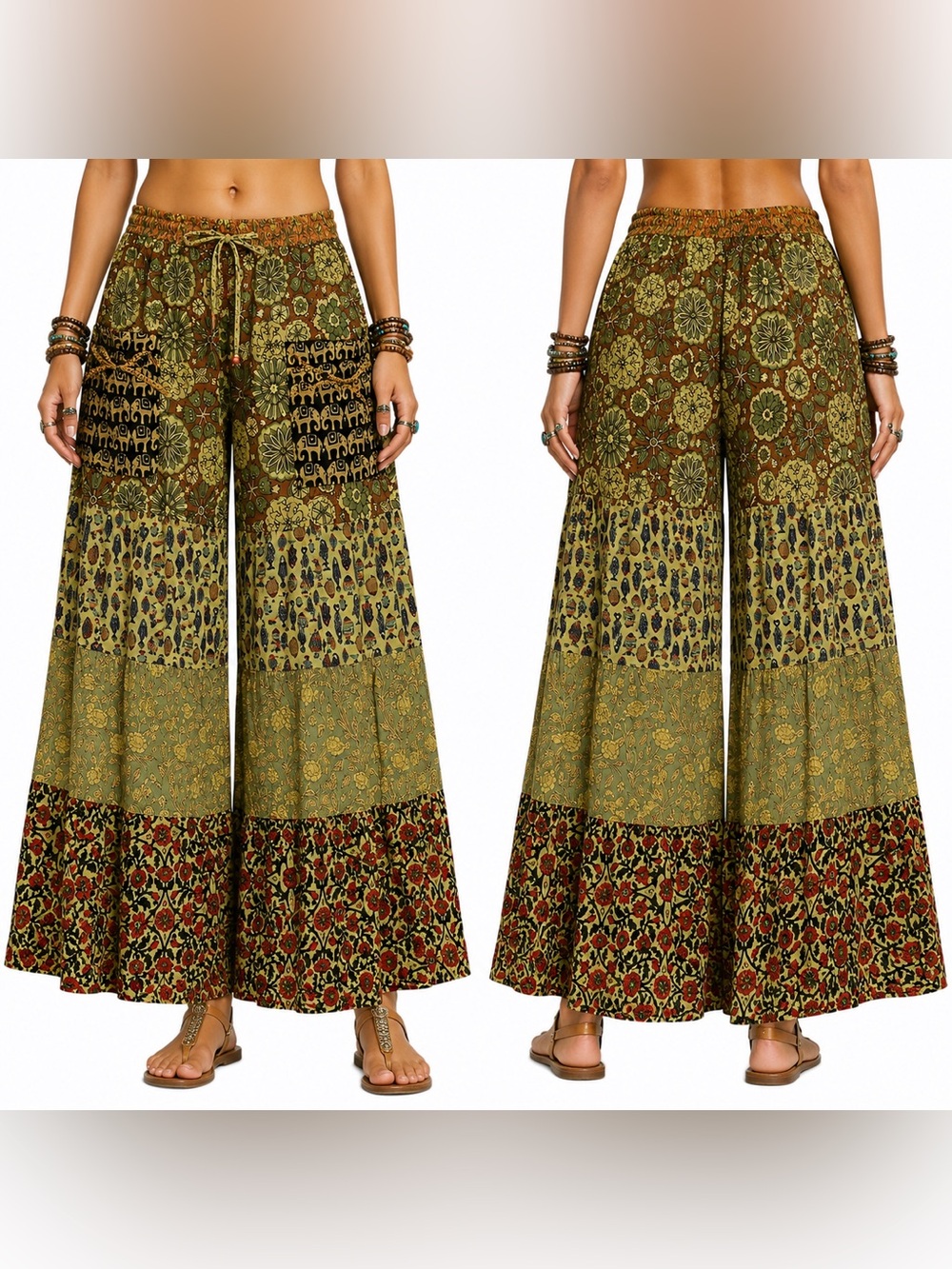 Hippie Forever Handmade Patchwork Palazzo Pants Womens SZ OS Enchanted Fairycore